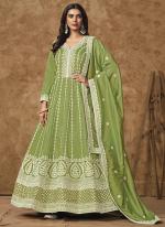 Dola Silk Green Wedding Wear Embroidery Work Anarkali Suit